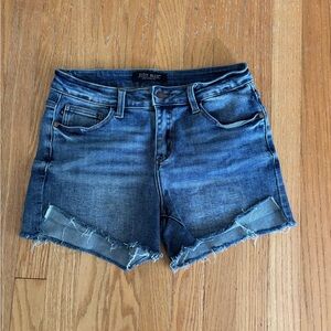 Judy Blue Women's Distressed Jean Shorts - Dark Blue